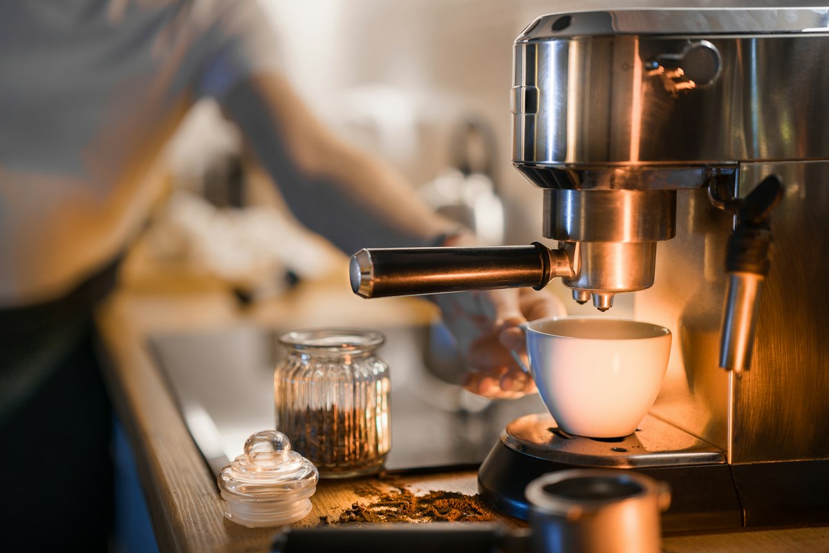 Espresso machine before cleaning